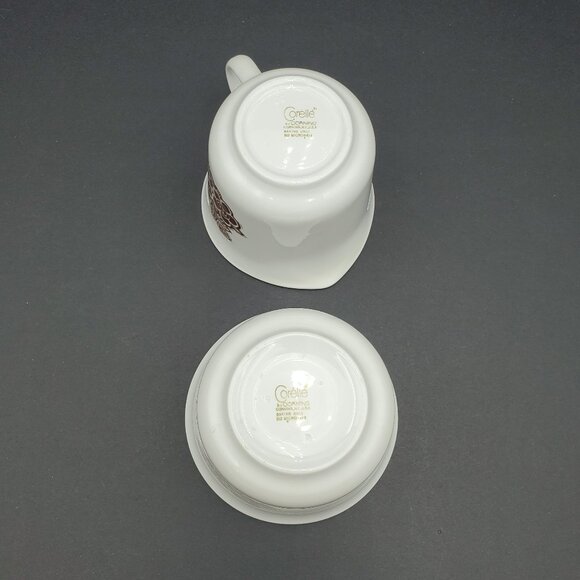 Corelle Batik Creamer & Open Sugar Bowl Corning Brown Floral Sugar Bowl Creamer - Picture 4 of 7